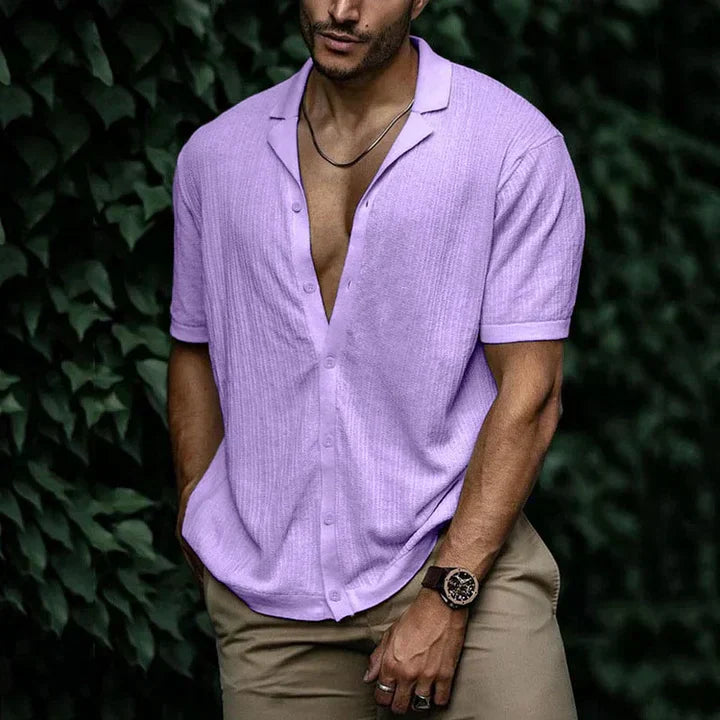 Chemise Homme Manches Courtes Léger Respirant en Lin et Coton Décontractée Coupe Vacances Été