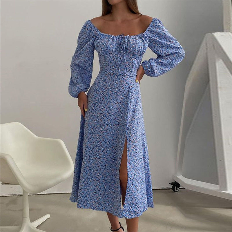 Fudus bedrucktes Kleid mit offener Schulter