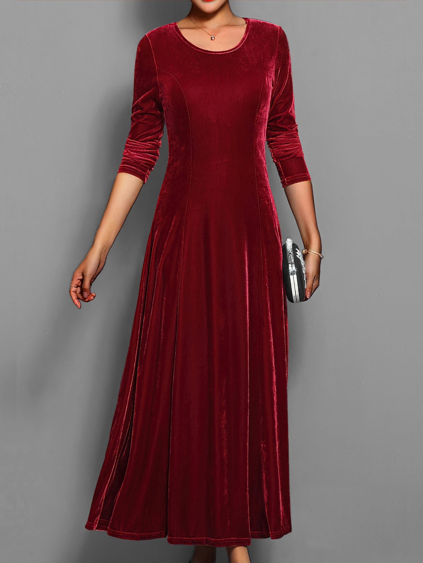 Robe De Soirée En Velours Pour Femme Avec Manches Longues Confort Et Élégance Pour Dîners Et Fêtes Alice
