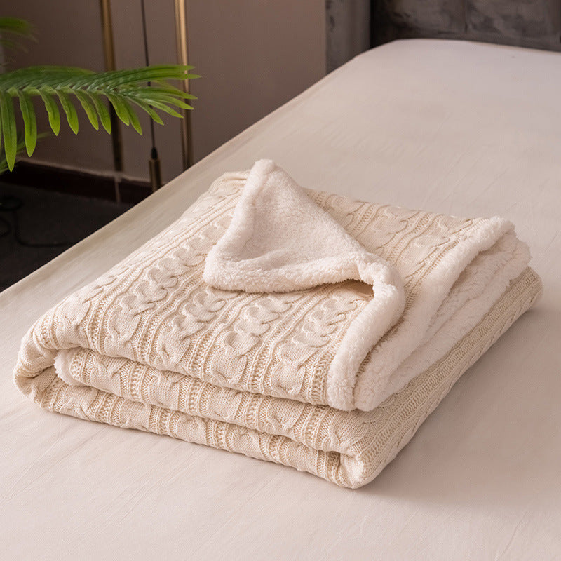 Couverture Plaid En Tricot Câble Avec Doux Sherpa Pour Les Soirées Froides Et Luxueuse Douceur