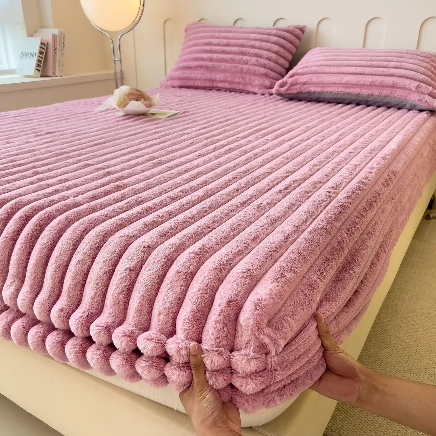 Drap Housse Velours Côtelé À Bords Élastiques Pour Lit Standard Confort Luxueux Et Doux