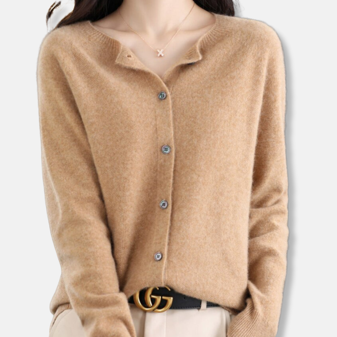 Isla Cardigan Regular Fit en Mérinos à Boutons Devant Maille côtelée pour Femme Chic
