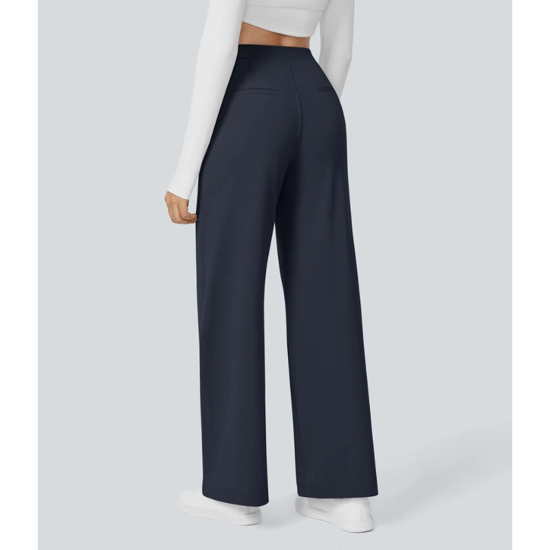 Pallo Pantalon Taille Haute Évasé Pour Travail Avec Poches Latérales Et Plis Avant
