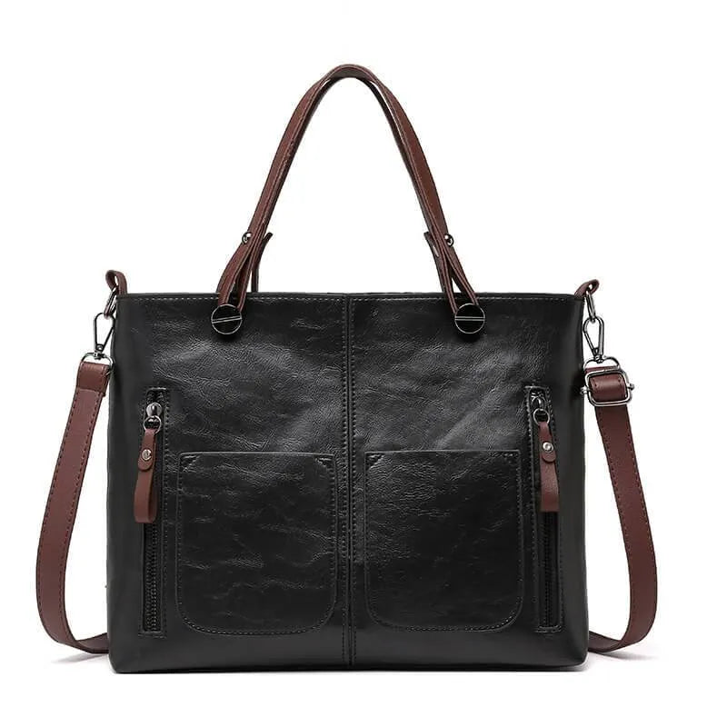 Sac Cabas Structuré Cuir Vegan Delilah Forme Boite Poches Multiples Rangement Pratique Quotidien