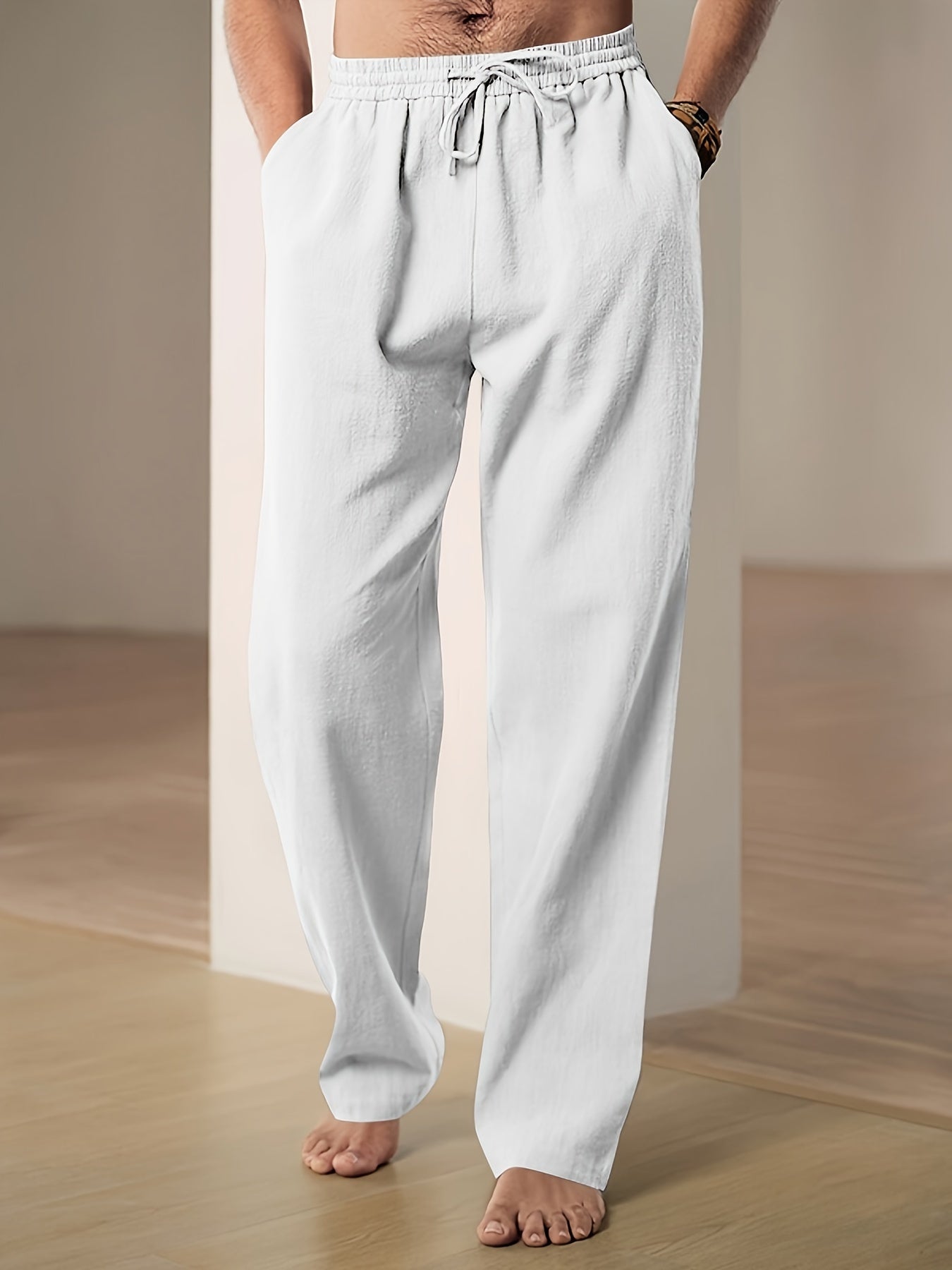 Pantalon De Détente Pour Homme Léger Coupe Décontractée Avec Taille Élastique Et Cordon De Serrage Style Nordique
