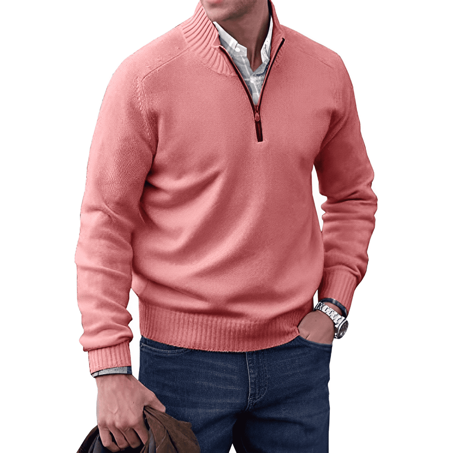 Pull Homme Demi Zip En Maille Evan Pour Superposition Chaude Confort Quotidien Amawinc