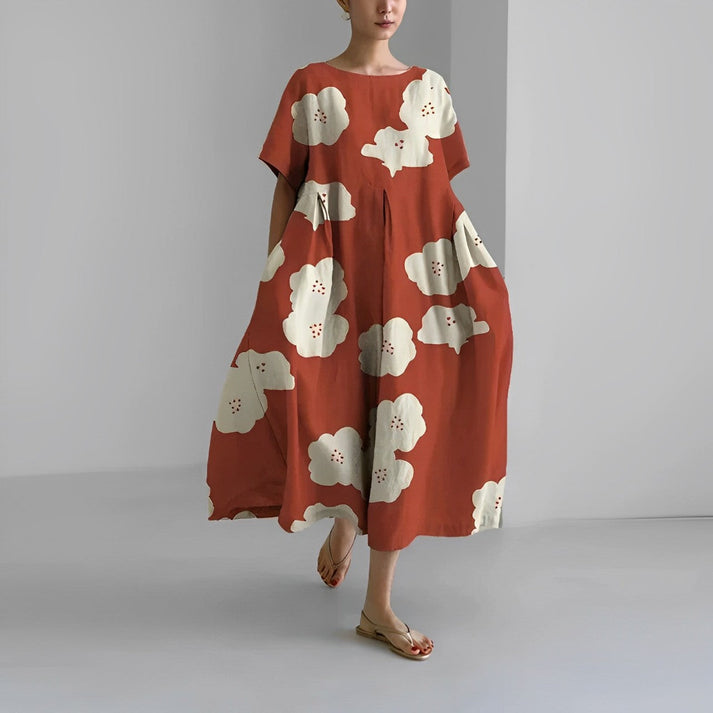 Robe Midi Florale Décontractée Pour Femmes Jacklyn Style Confort Élégant Pour Tous Les Jours