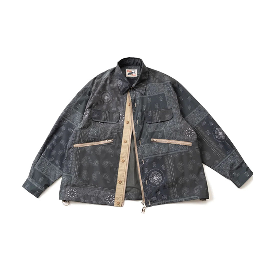 Veste Koto Imperméable Cargo Imprimé Fleur de Cajou Japonaise Léger Protection Tout Temps avec Poches