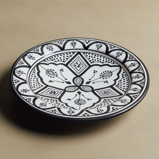Fez Dinner Plate Black Grey - Moroccan Dinnerware - Amawinc