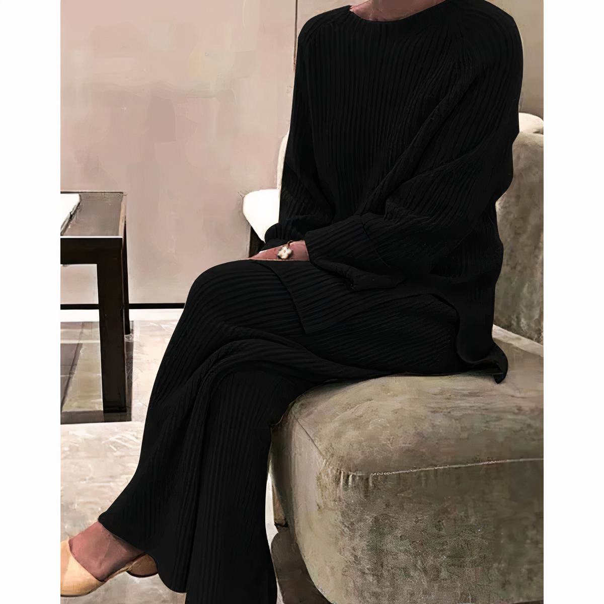 Ensemble Tricot Femme Doux Avec Maille Côtelée Coupe Décontractée Pull Et Pantalon Large Nordic Flair