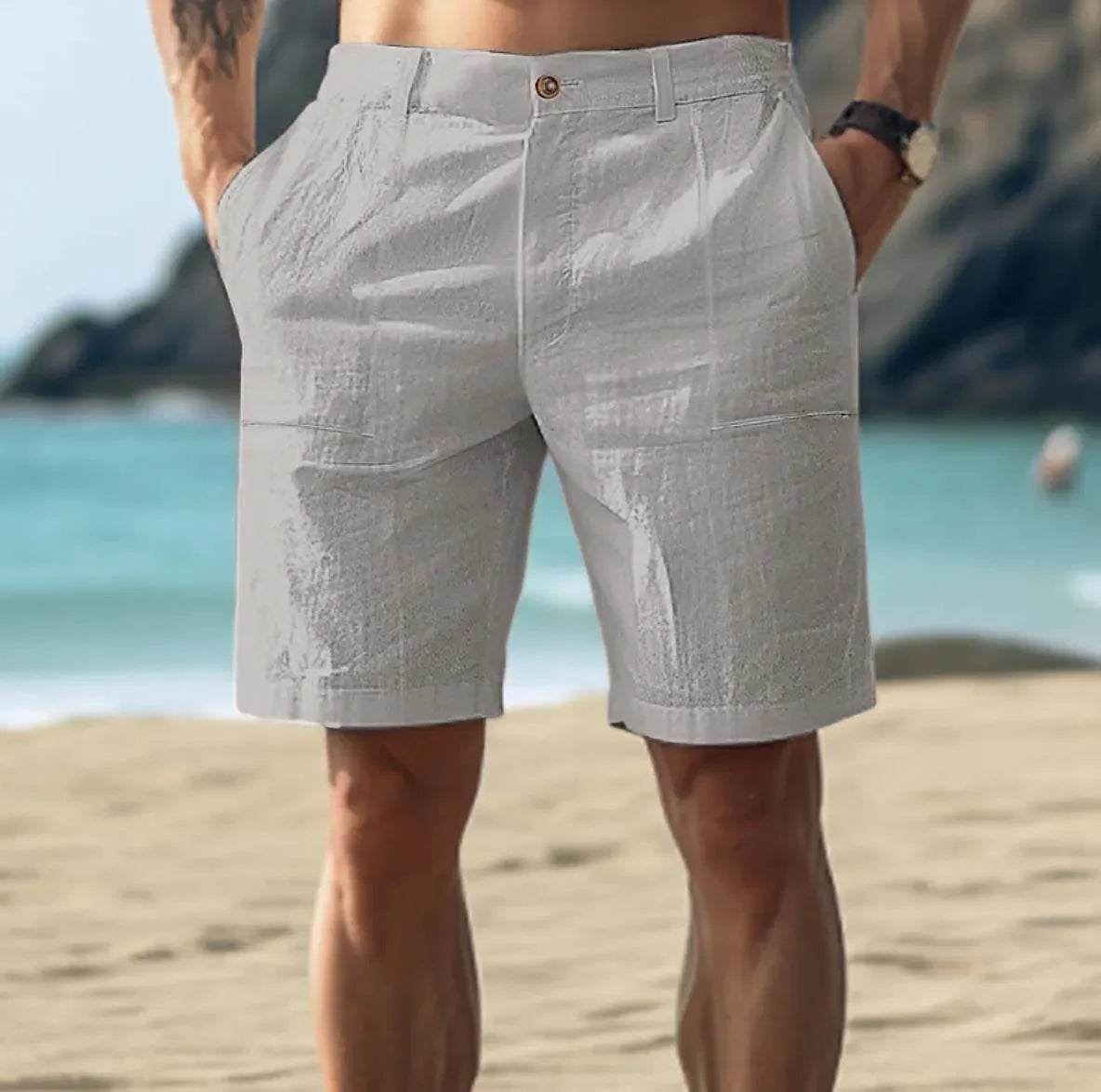 Shorts Décontractés En Lin Pour Homme Amawinc Été Confort Léger Respirant Et Style