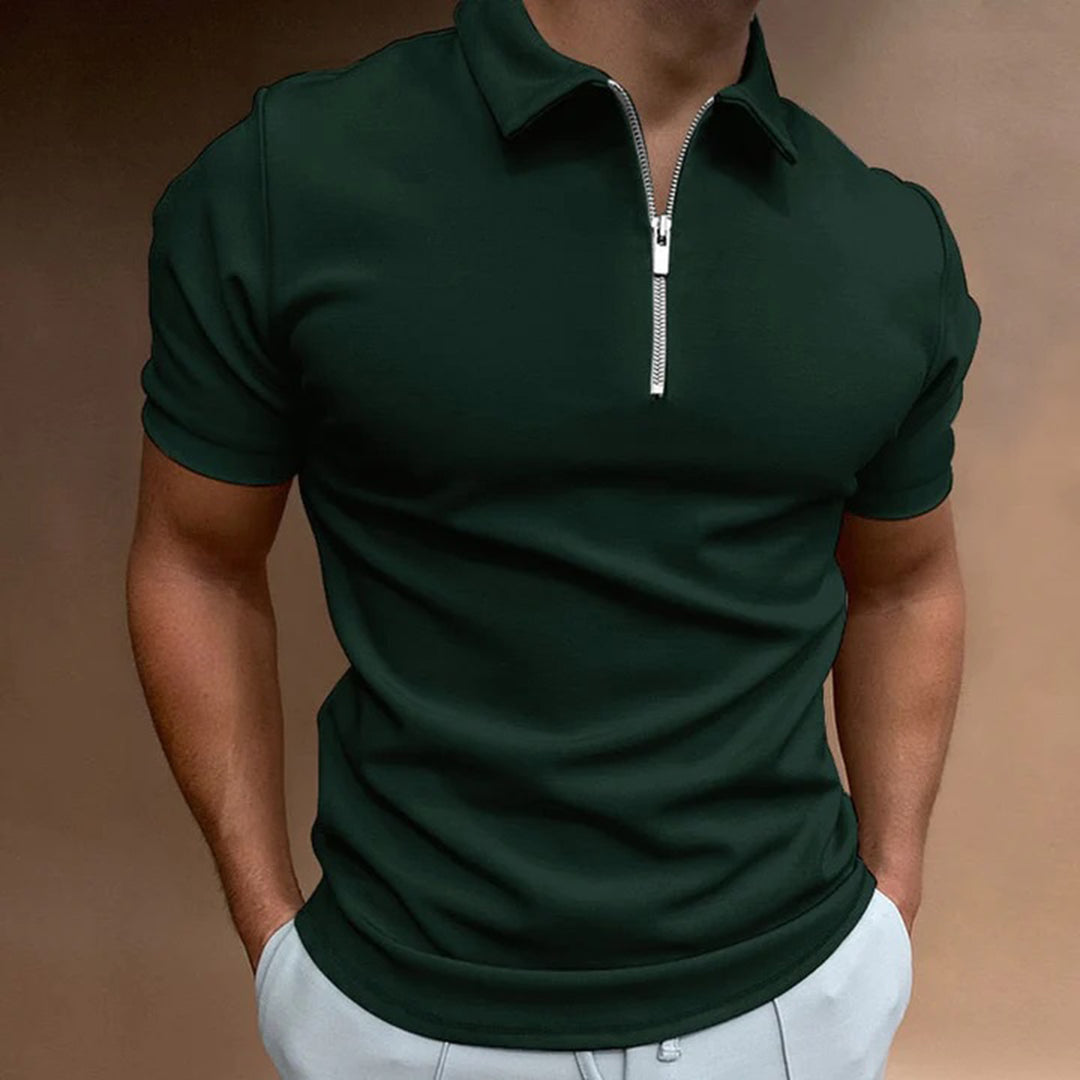 Amawinc Polo Homme Slim Fit Avec Col Zip Manches Courtes Pour Style Moderne Décontracté Et Bureau