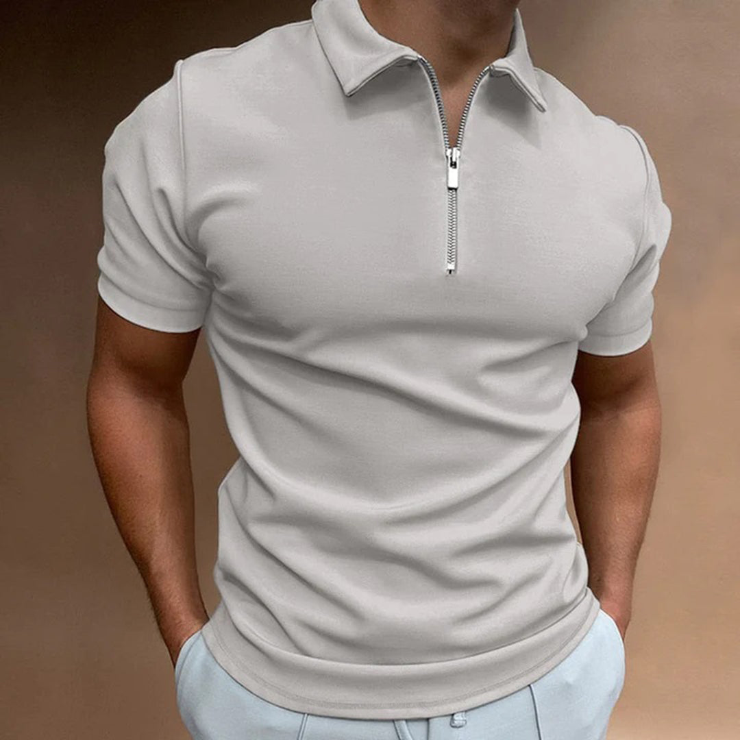 Amawinc Polo Homme Slim Fit Avec Col Zip Manches Courtes Pour Style Moderne Décontracté Et Bureau