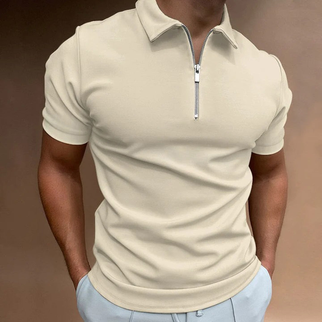 Amawinc Polo Homme Slim Fit Avec Col Zip Manches Courtes Pour Style Moderne Décontracté Et Bureau