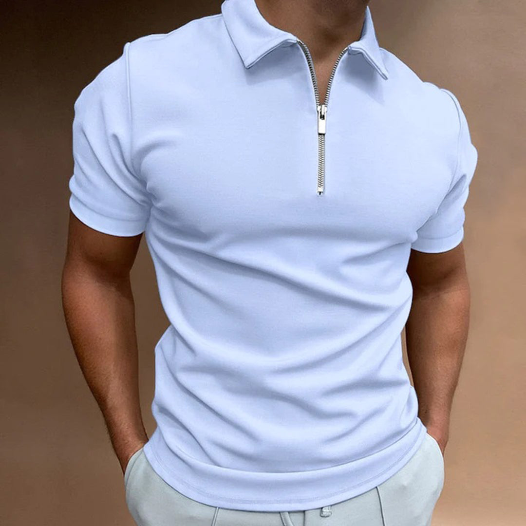 Amawinc Polo Homme Slim Fit Avec Col Zip Manches Courtes Pour Style Moderne Décontracté Et Bureau