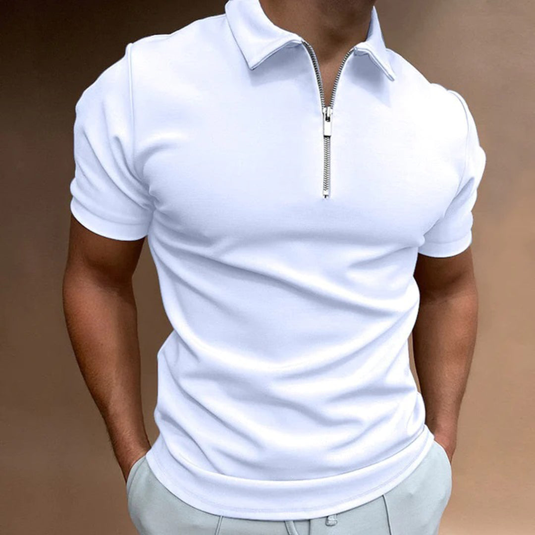 Amawinc Polo Homme Slim Fit Avec Col Zip Manches Courtes Pour Style Moderne Décontracté Et Bureau