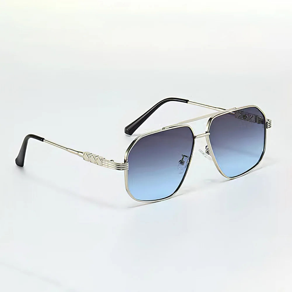 Lunettes Aviateur Aether Fade Dégradé Bleu Transparent Avec Protection UV Cadre Doré Léger