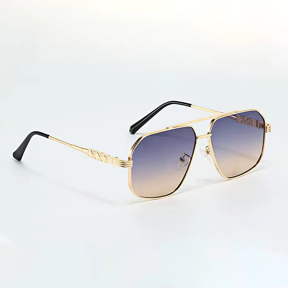 Lunettes Aviateur Aether Fade Dégradé Bleu Transparent Avec Protection UV Cadre Doré Léger