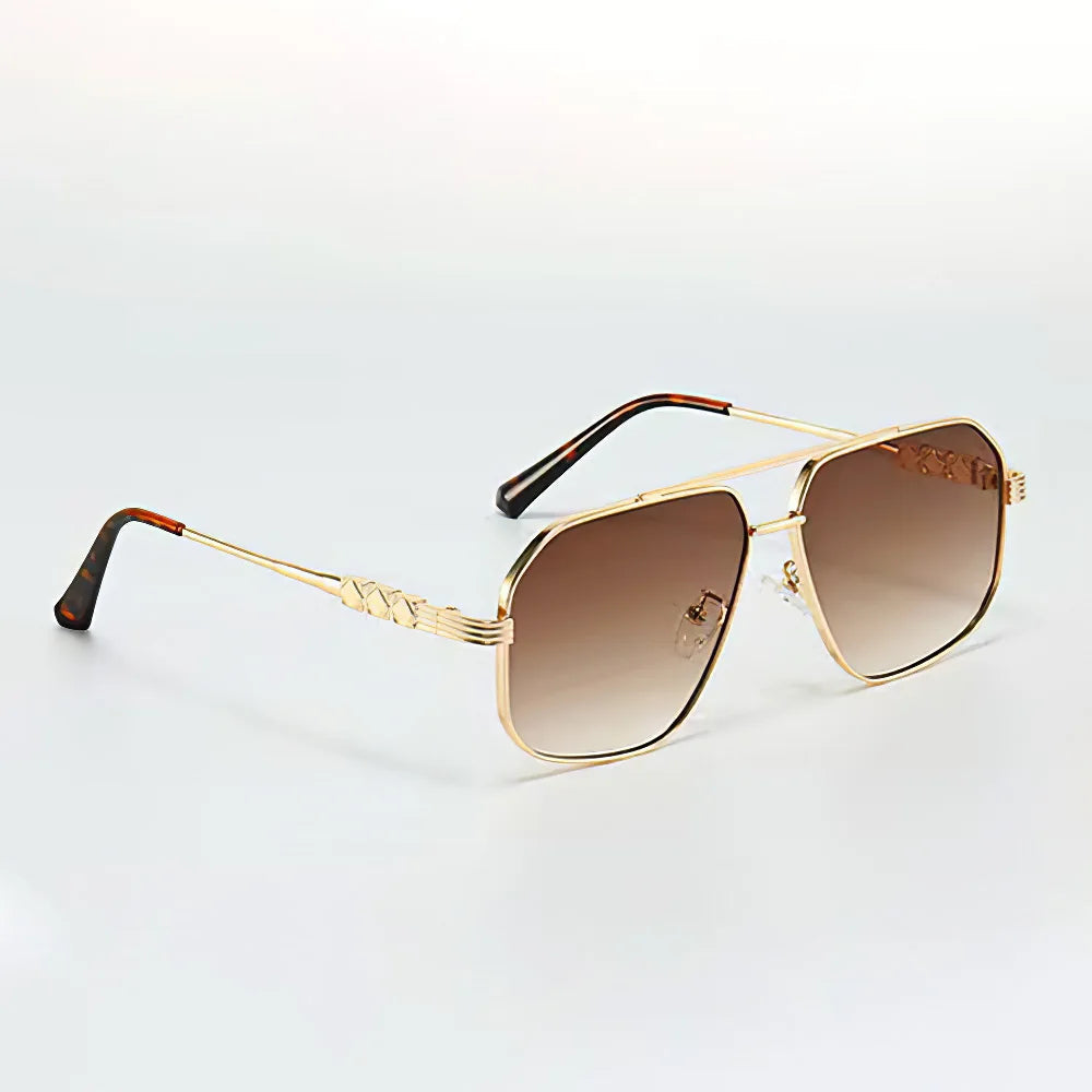 Lunettes Aviateur Aether Fade Dégradé Bleu Transparent Avec Protection UV Cadre Doré Léger