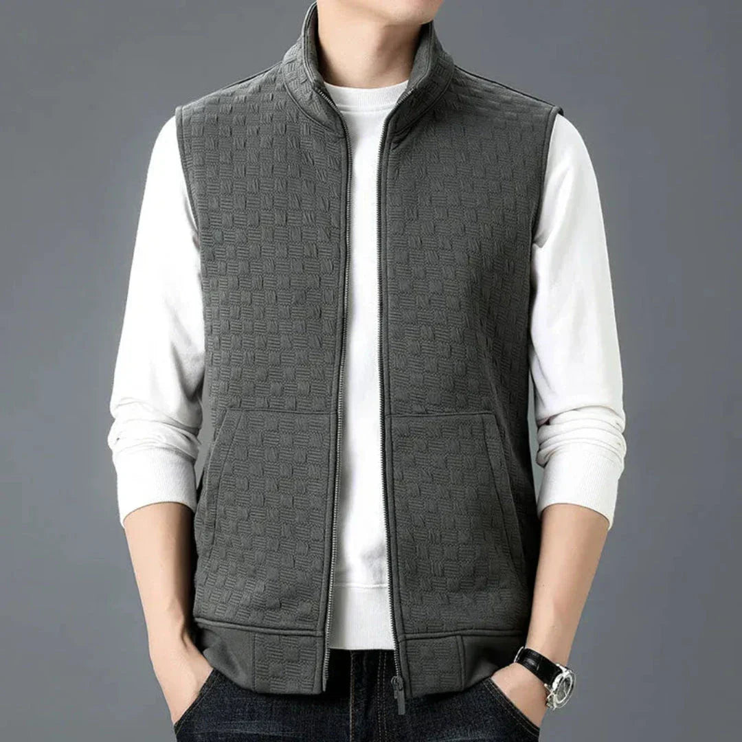 Aldrin Gilet Zippé En Molleton Coton Tricoté Avec Poches Profondes Et Silhouette Épurée