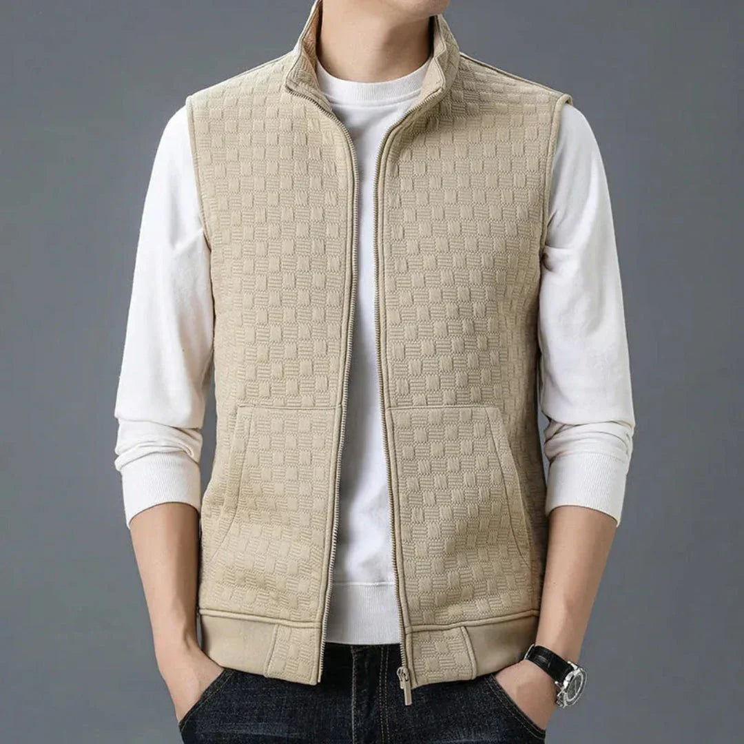 Aldrin Gilet Zippé En Molleton Coton Tricoté Avec Poches Profondes Et Silhouette Épurée