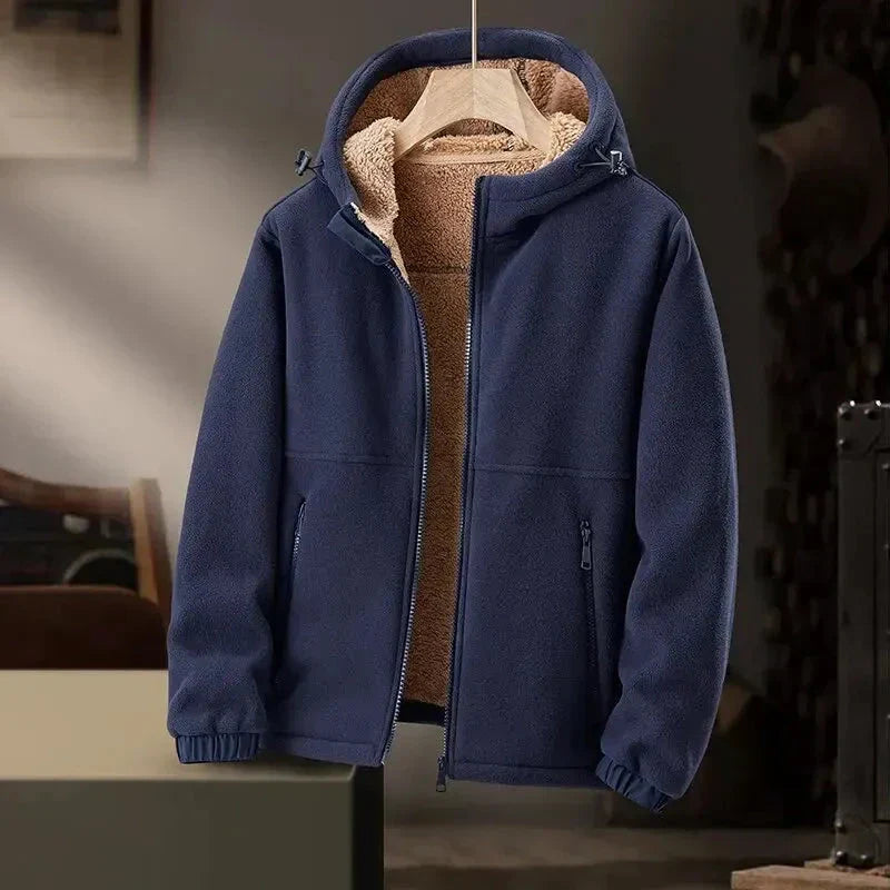 Veste à Capuche en Cachemire avec Polaire Épais Doux Confort Minimaliste avec Poches Zippées Fonctionnelles