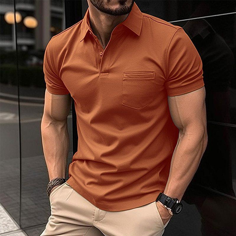 Polo Homme Coupe Regular Manches Courtes Avec Poche Poitrine Tissu Respirant Confortable Pour Tous Les Jours