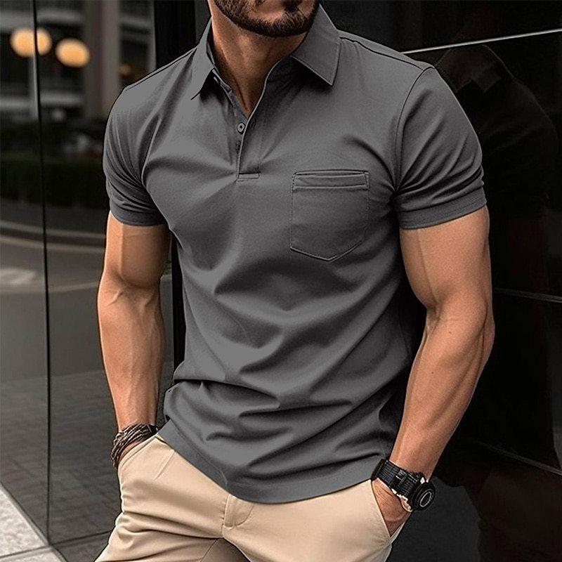 Polo Homme Coupe Regular Manches Courtes Avec Poche Poitrine Tissu Respirant Confortable Pour Tous Les Jours