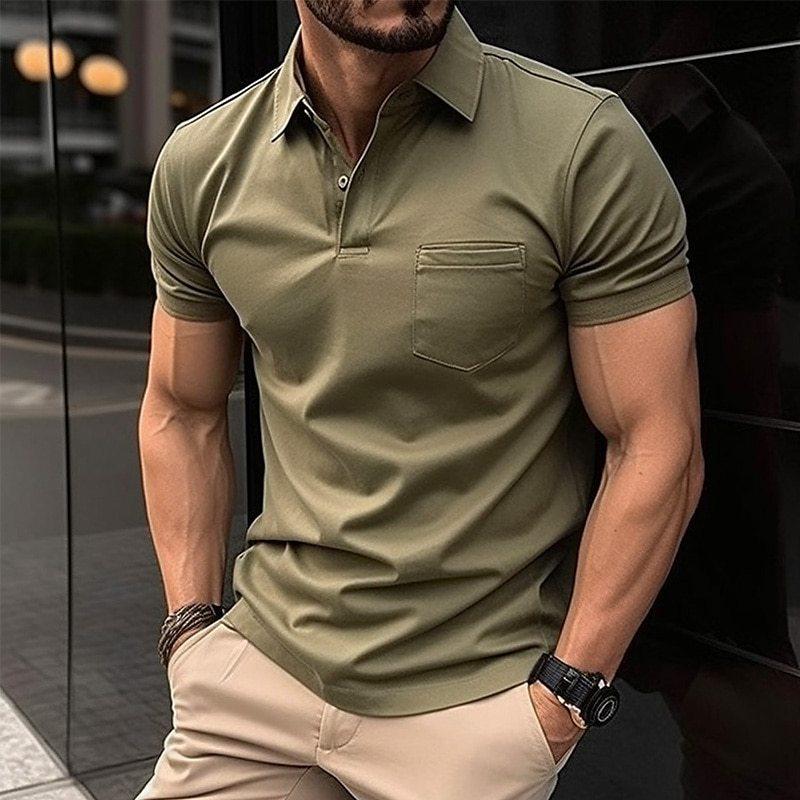 Polo Homme Coupe Regular Manches Courtes Avec Poche Poitrine Tissu Respirant Confortable Pour Tous Les Jours