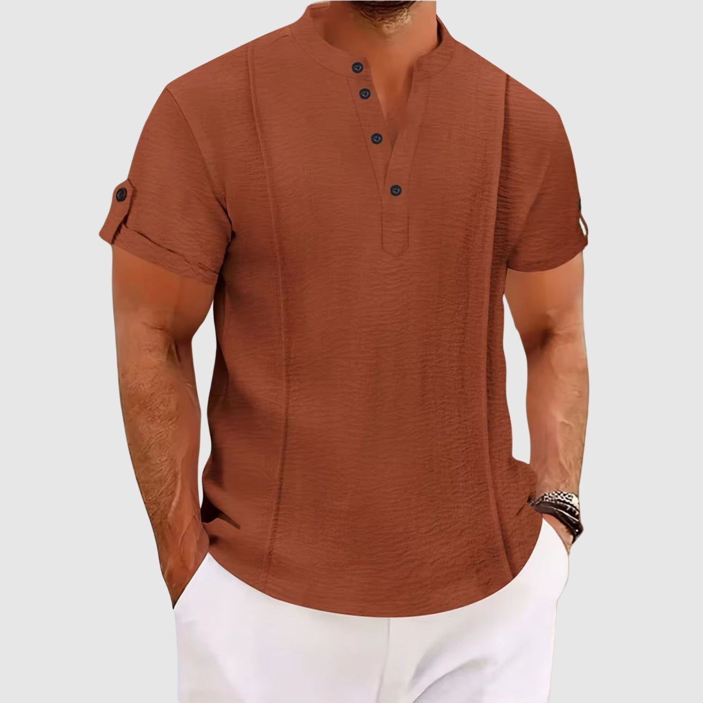 Chemise Brise Littorale Alessandro Veneti pour Homme Avec Trois Boutons Élégance Décontractée