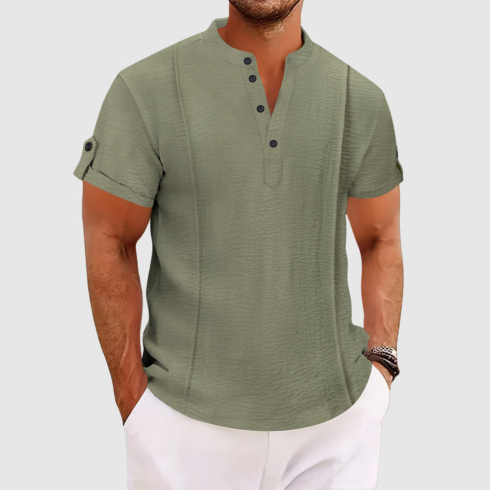 Chemise Brise Littorale Alessandro Veneti pour Homme Avec Trois Boutons Élégance Décontractée