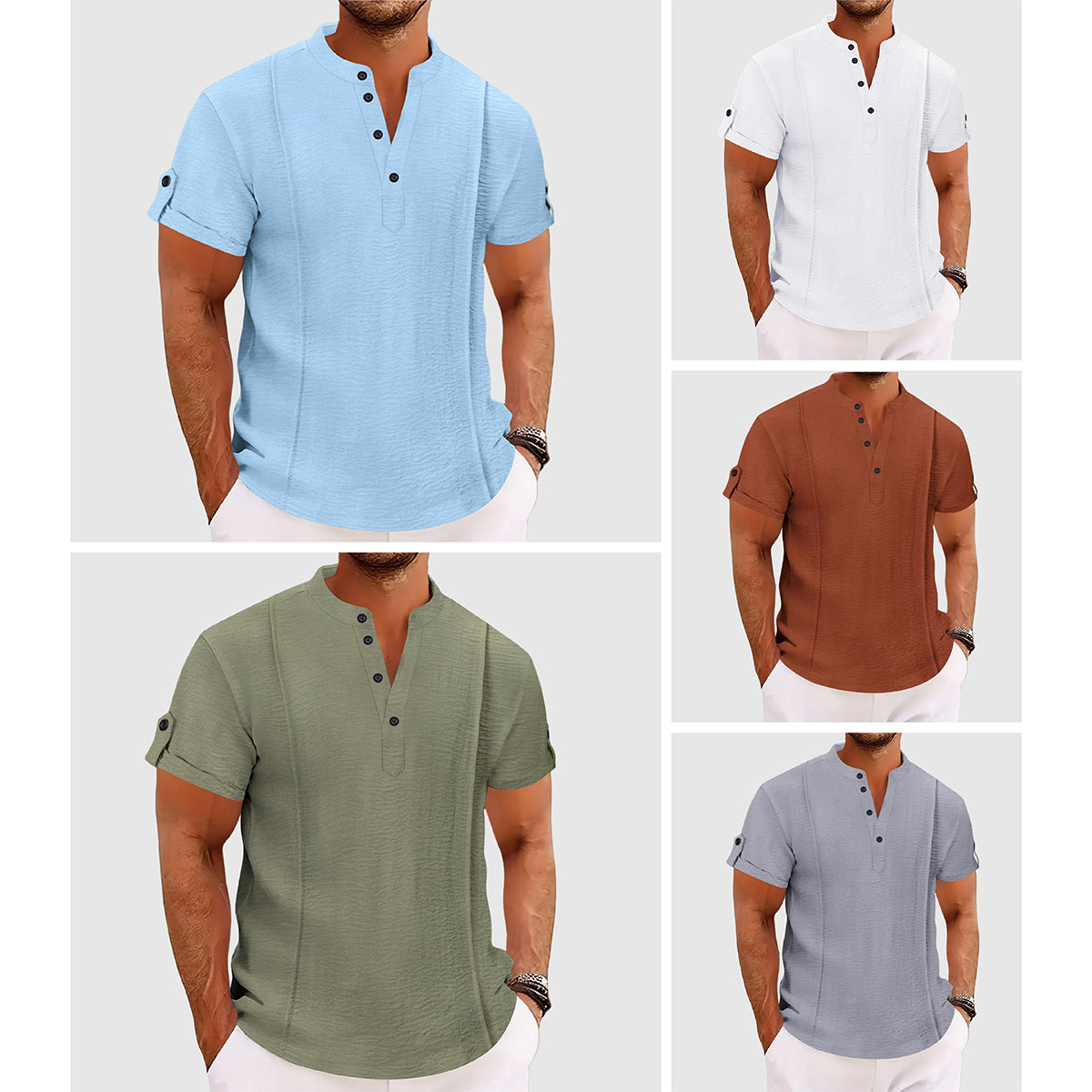 Chemise Brise Littorale Alessandro Veneti pour Homme Avec Trois Boutons Élégance Décontractée