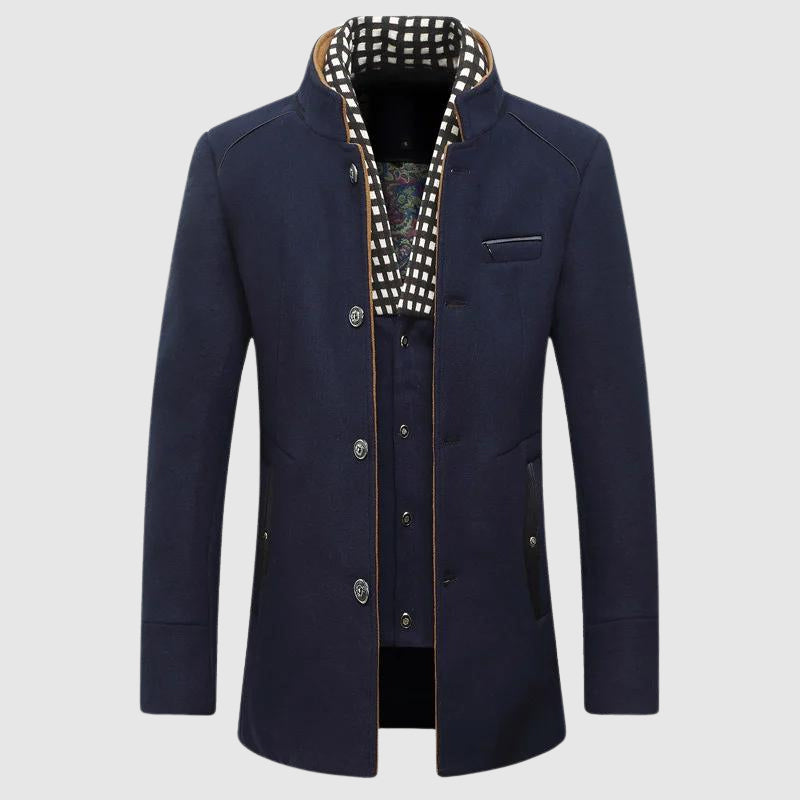 Manteau En Laine Gentiluomo Alessandro Veneti Avec Doublure À Carreaux Et Détaillage Intérieur Raffiné