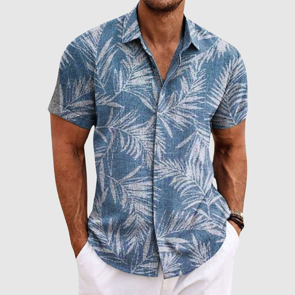 Chemise Alessandro Veneti Palm Whisper Avec Motif Palmier Subtil Et Texture Élégante