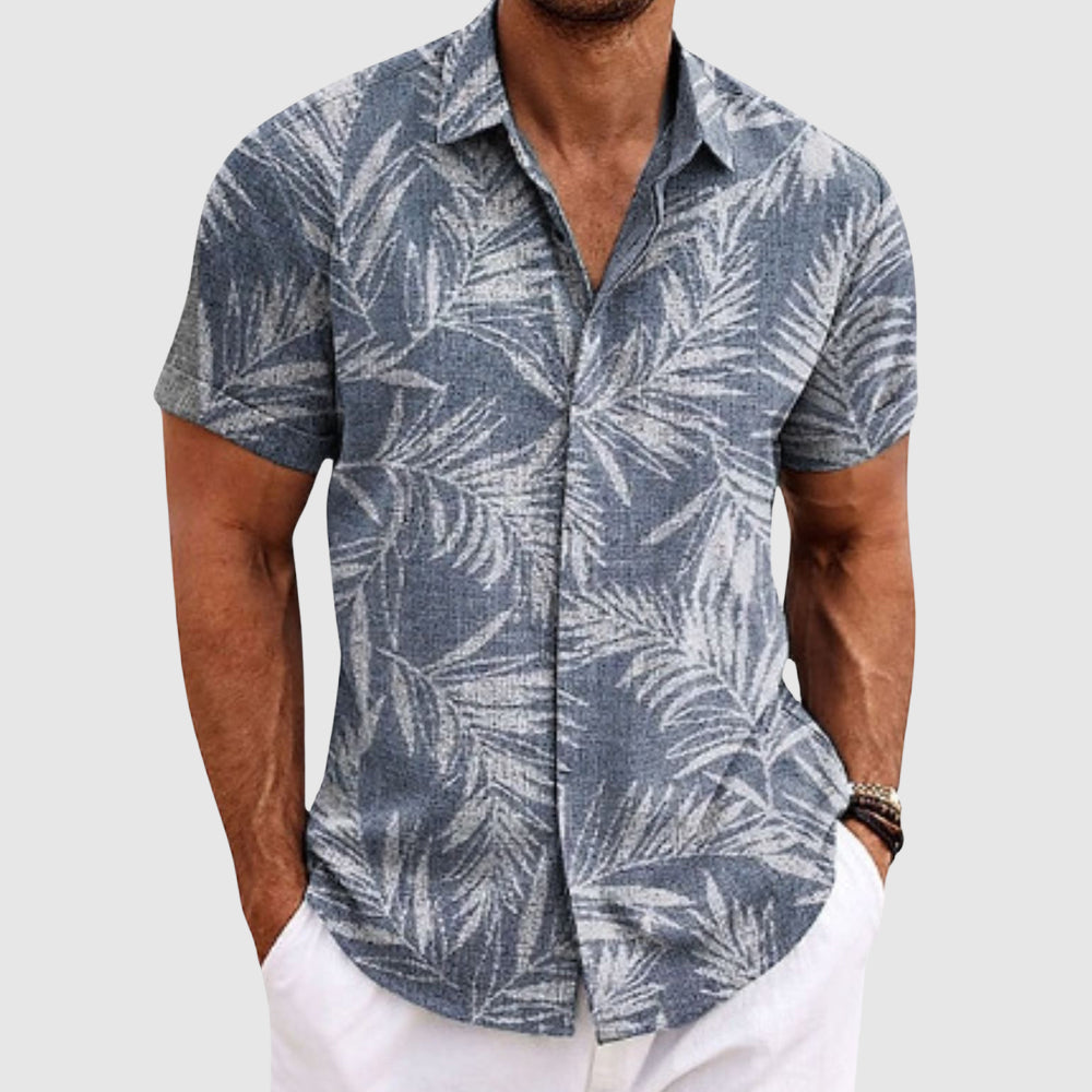 Chemise Alessandro Veneti Palm Whisper Avec Motif Palmier Subtil Et Texture Élégante