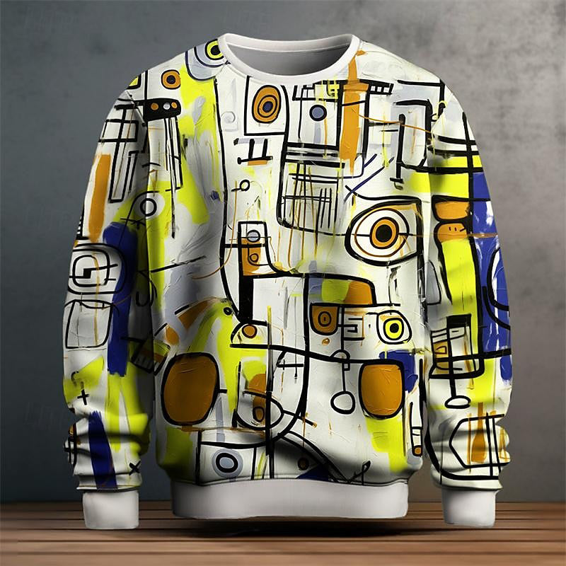 Pull Alessandro Veneti Vibrant Visions Cubiste Motifs Géométriques Et Blocs De Couleurs Moderne