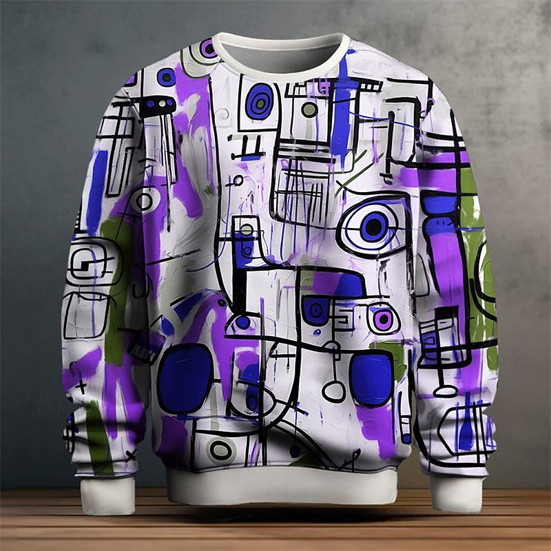 Pull Alessandro Veneti Vibrant Visions Cubiste Motifs Géométriques Et Blocs De Couleurs Moderne