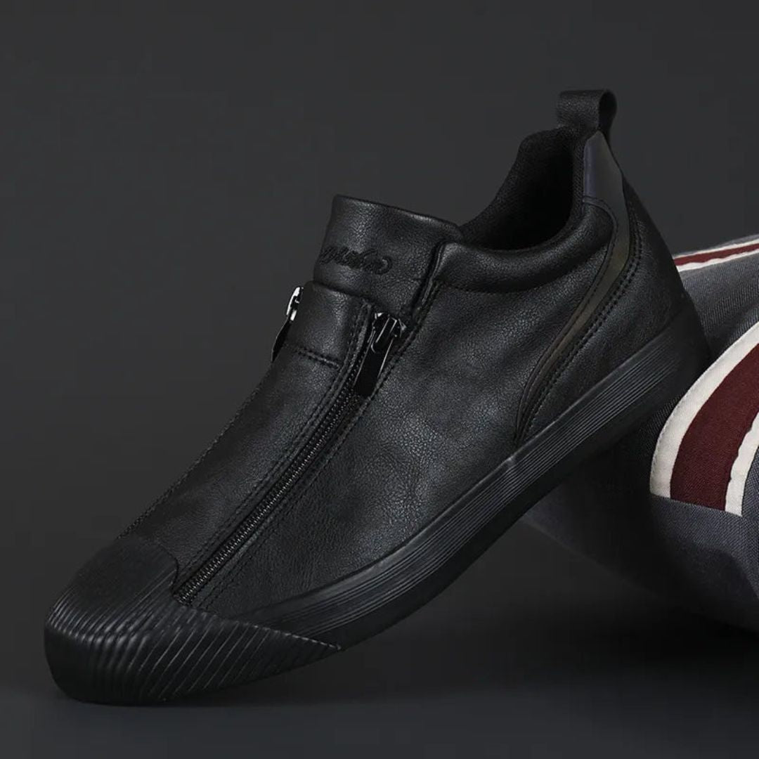 Baskets en Cuir Ardoise Alessandro Zip Latéral pour un Style Rugueux et Sophistiqué