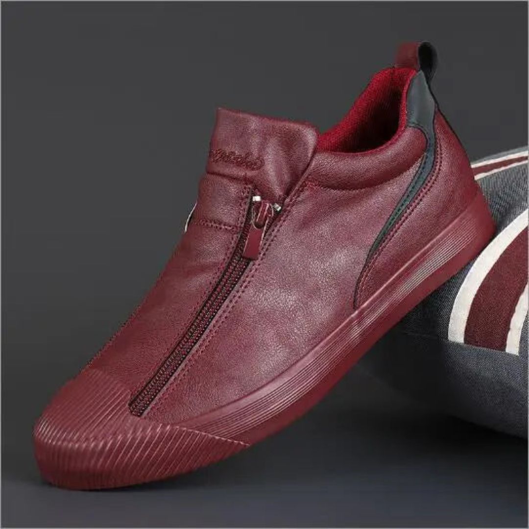 Baskets en Cuir Ardoise Alessandro Zip Latéral pour un Style Rugueux et Sophistiqué