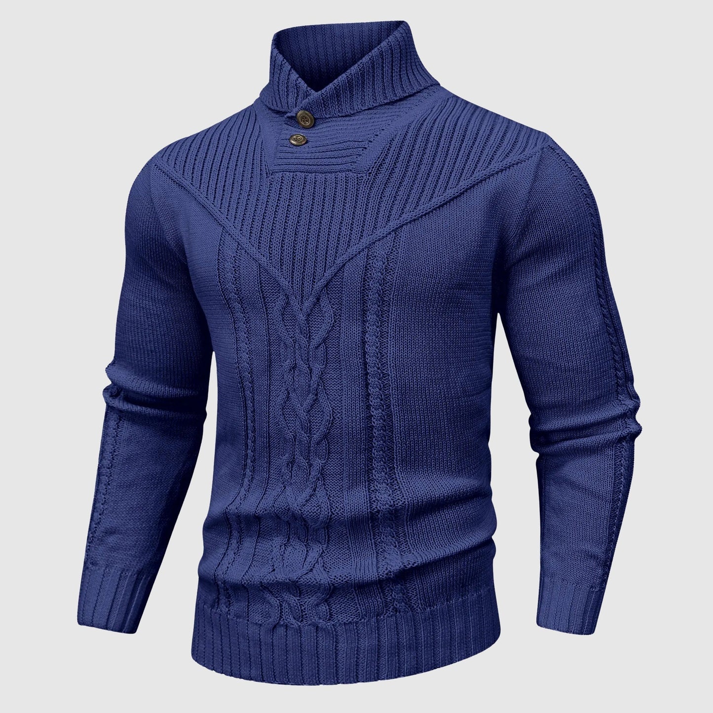 Alessandro Veneti Pull Col Montant Sur Mesure En Maille Chaude Avec Texture Cable Et Détails Taillés