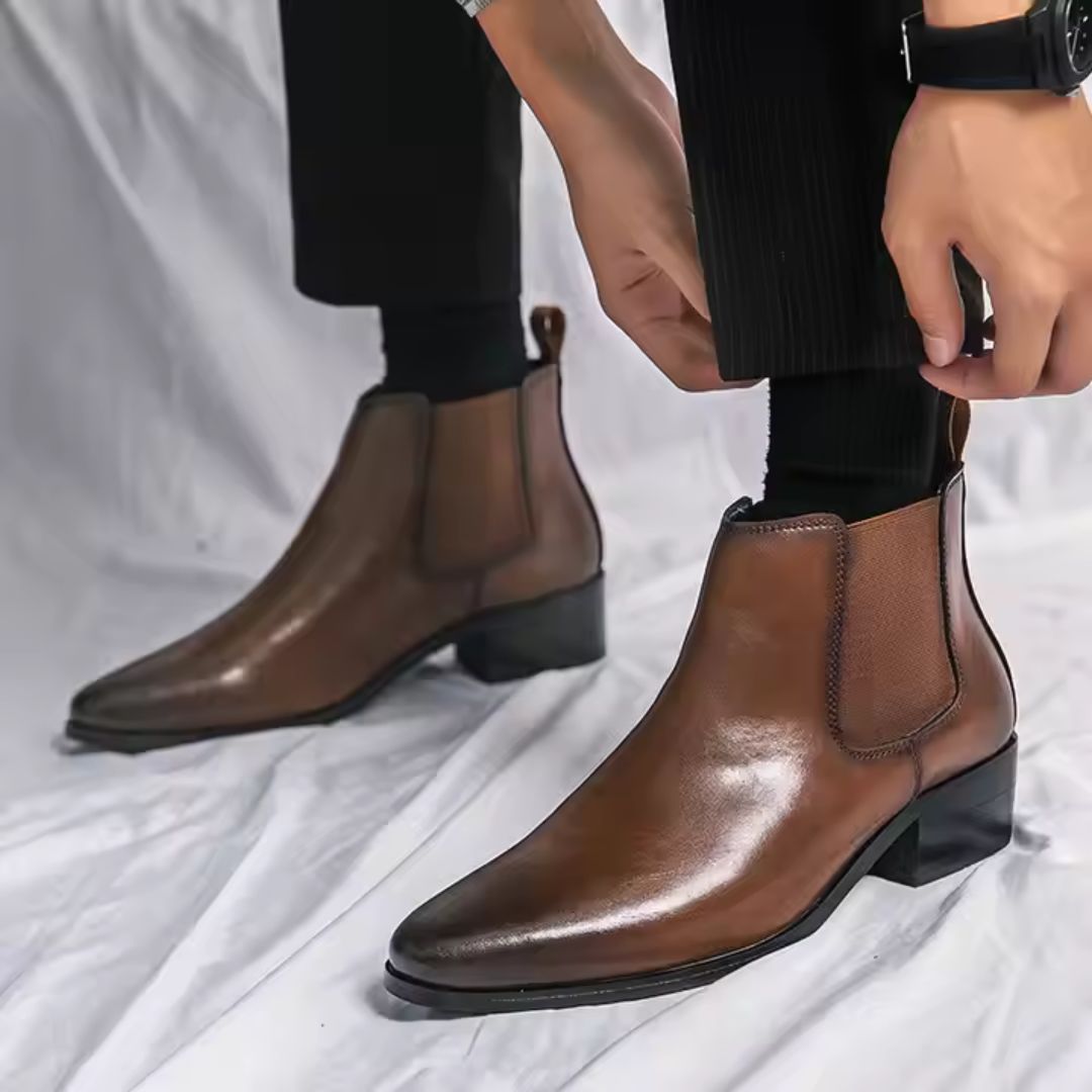 Bottines Chelsea En Cuir Waylynn Alexander Pour Hommes Imperméables Avec Empeigne En Cuir Véritable
