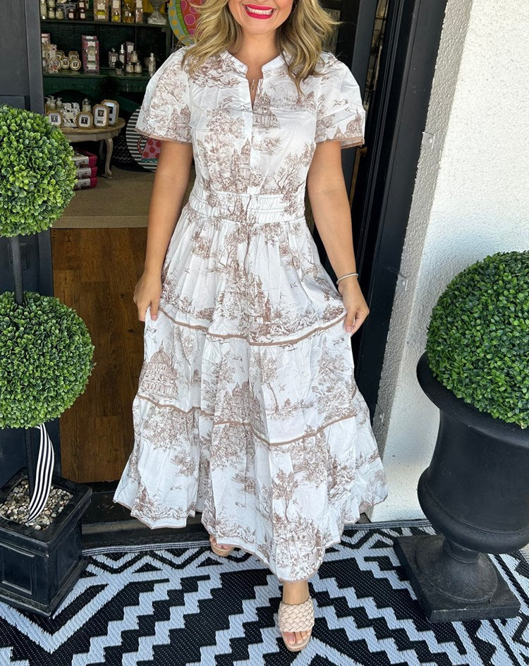 Robe Maxi À Motif Toile Nova Pour Femme Élégante Et Polyvalente Idéale Pour Journées Décontractées Et Événements Estivaux