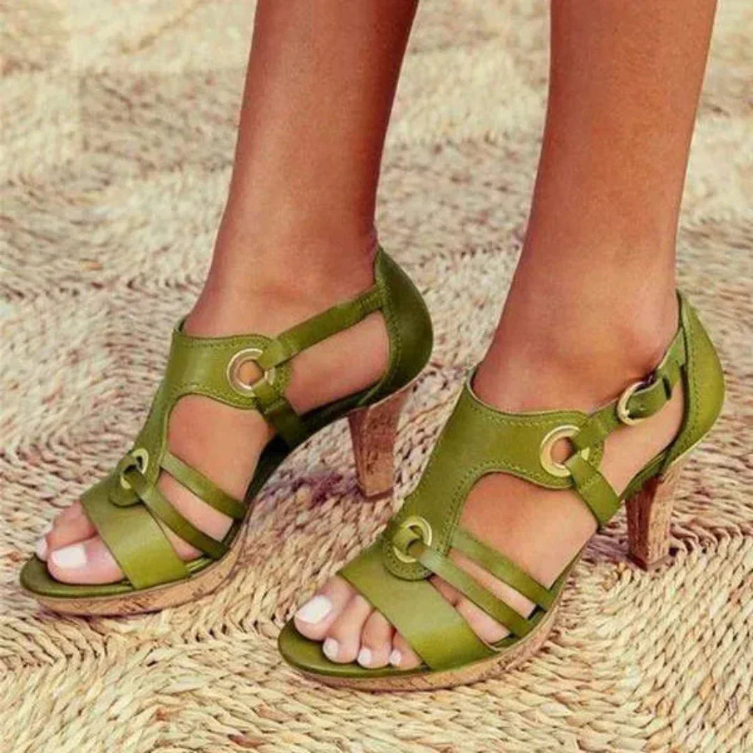 Amara Sandales à Talons Ouverts à Brides Avec Boucle Métallique Confortables Idéales Pour Été et Mariages