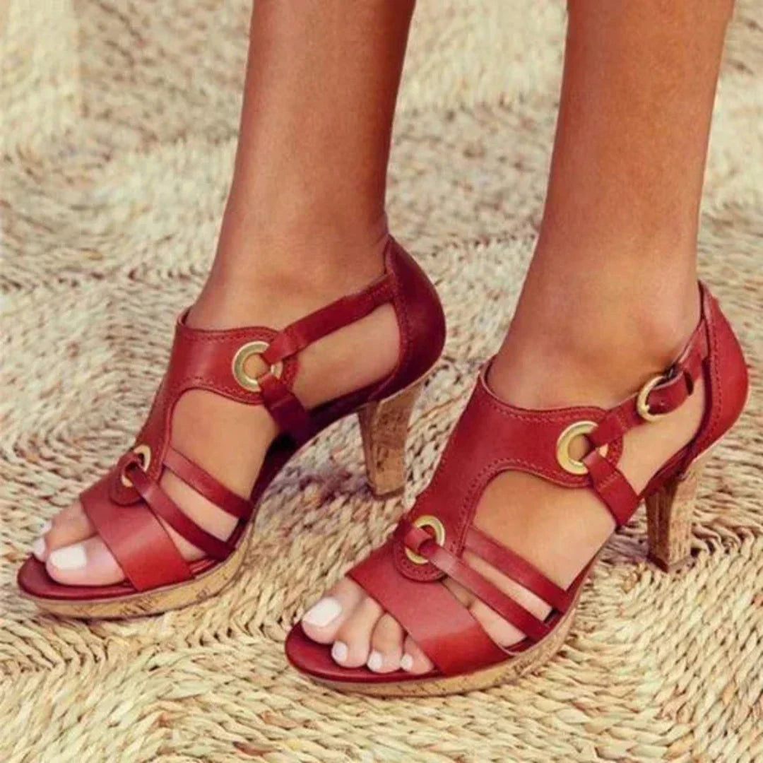 Amara Sandales à Talons Ouverts à Brides Avec Boucle Métallique Confortables Idéales Pour Été et Mariages