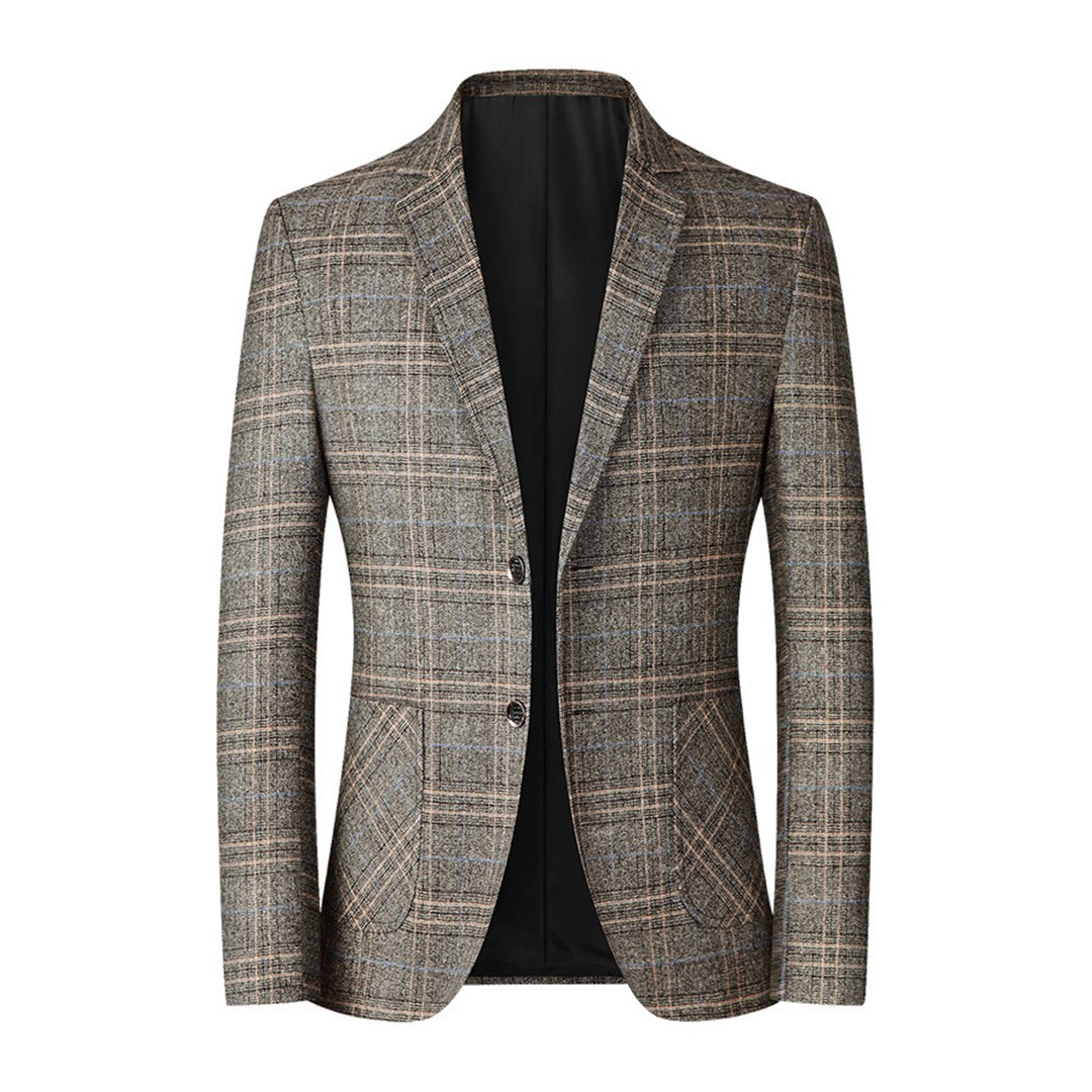 Blazer Pour Homme Nordic Flair Par Amawinc À Carreaux En Mélange De Laine Coupe Ajustée Avec Revers À Encoche Et Fermeture À Deux Boutons