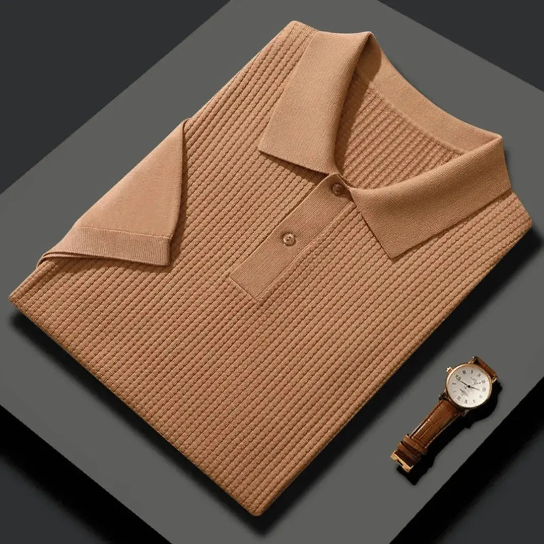 Amawinc Polo Arashi Classique Homme Maille Texturée Premium Respirante Coton Confort