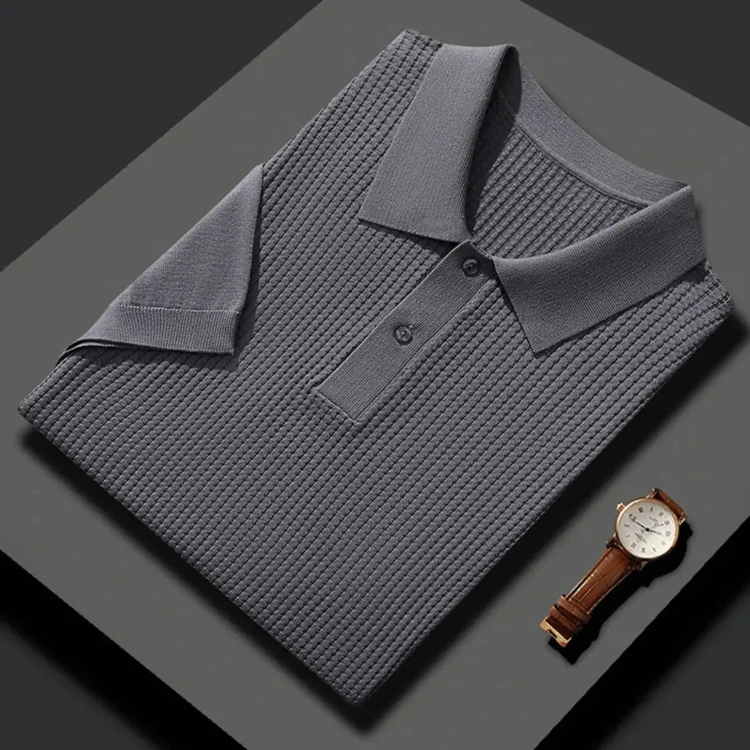 Amawinc Polo Arashi Classique Homme Maille Texturée Premium Respirante Coton Confort