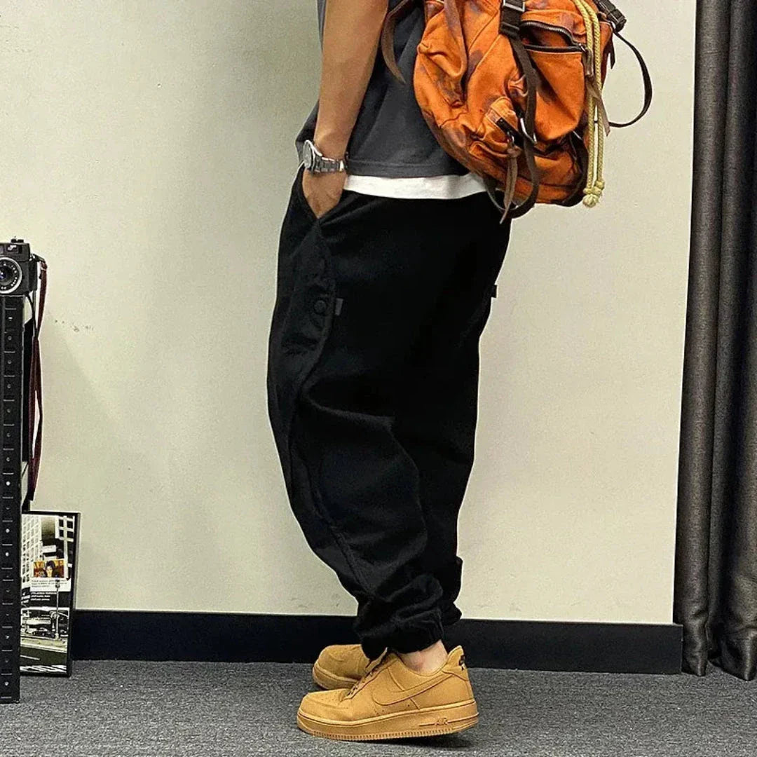 Archie Pantalon Cargo Oversized Pour Homme Lavé Avec Poches Utilitaires Et Ourlet Cuffé Stylé