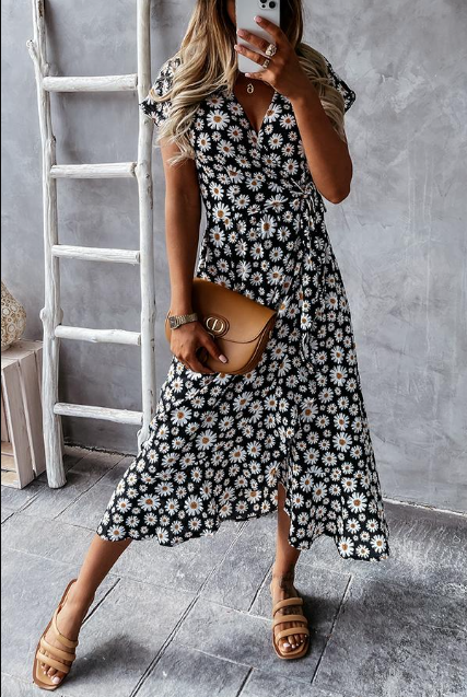 Blumenkleid Arlette im Midi-Schnitt