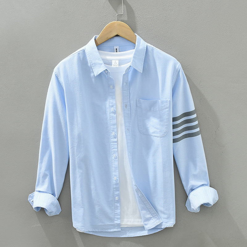 Chemise Arlowe Signature À Manches Avec Rayures Tonales Trois Rayures Lin Coton Minimaliste